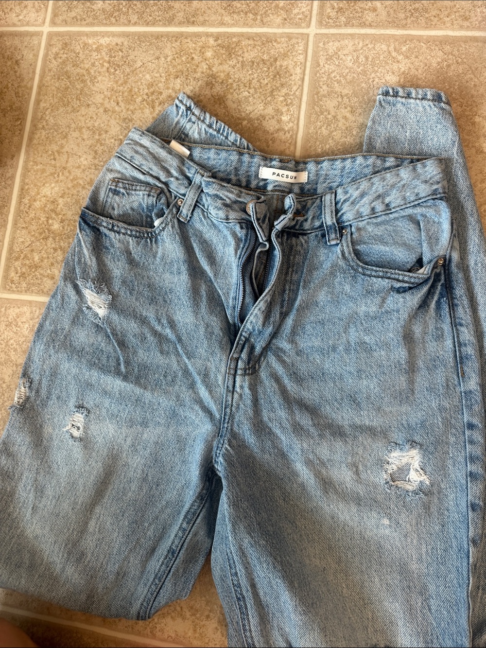 PacSun Women's Light Blue Distressed Boyfriend Jeans